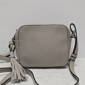 KC Jagger Gray Grey Genuine Leather Tasseled Crossbody Camera Bag Boho Casual